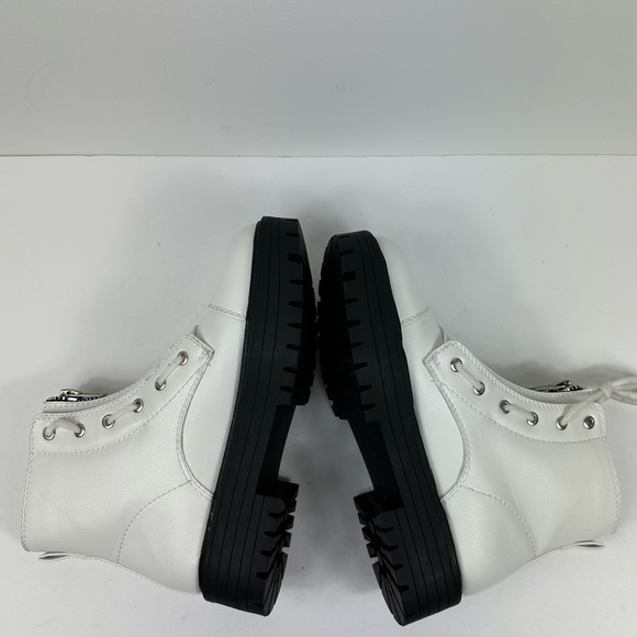 Women’s Sugar White Round Tow Block Combat Boots Size 8.5 - Picture 3 of 8
